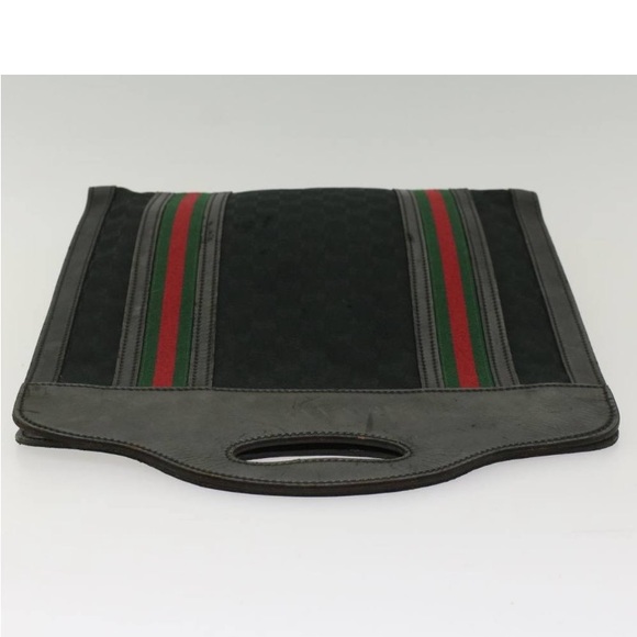 GUCCI GG CANVAS WEB SHERRY LINE TOTE PREOWNED Black/Red/Green - Picture 6 of 15